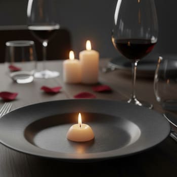 Свеча отражается в матовой глазури тарелки