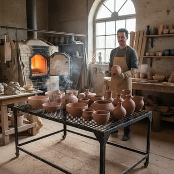 Полка с остывающей керамикой