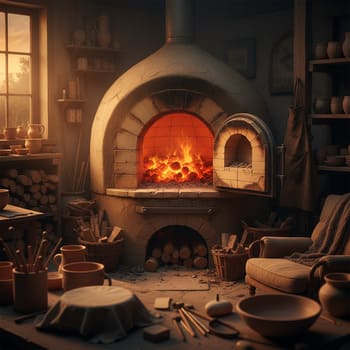 Дверца печи и угли — тепло мастерской