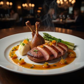 Горячее — утка с апельсиновым соусом