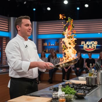 Встряска сковороды, язычок огня и цитрусовой соус