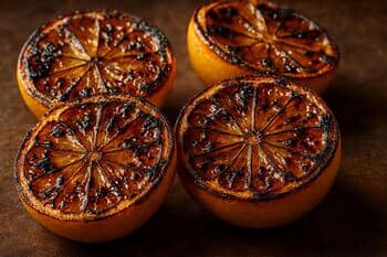 Обожжённые половинки лимона с карамелизованной поверхностью