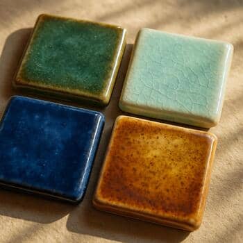 Плашки образцов глазури на солнечном свету