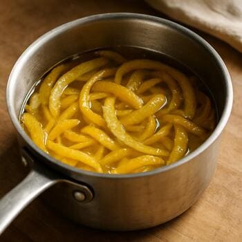 Кастрюля с сиропом из лимонной цедры