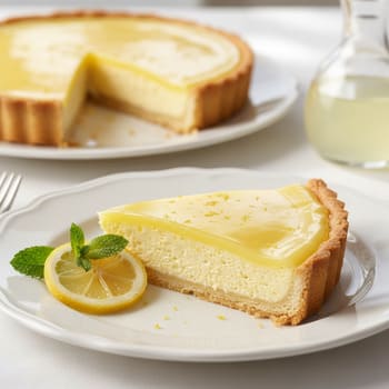 Тарт с лимончелло, аккуратный срез и подсветка глазури