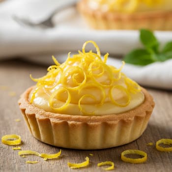 Мини-тарт с лентой лимонной цедры
