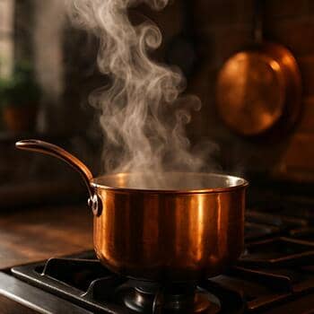 Пар над плитой и блеск меди