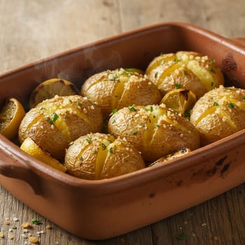 Картофель, запечённый на глине, с лимонной солью