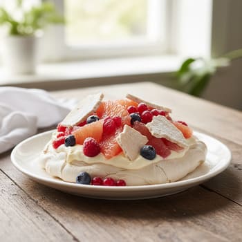 Павлова с грейпфрутом и сливками