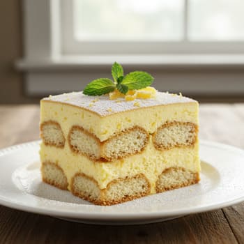 Лимончелло-тирамису в аккуратном срезе