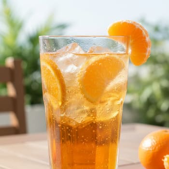 Мандариновая сода в хайболле с крупным льдом