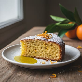 Срез апельсинового кекса на оливковом масле